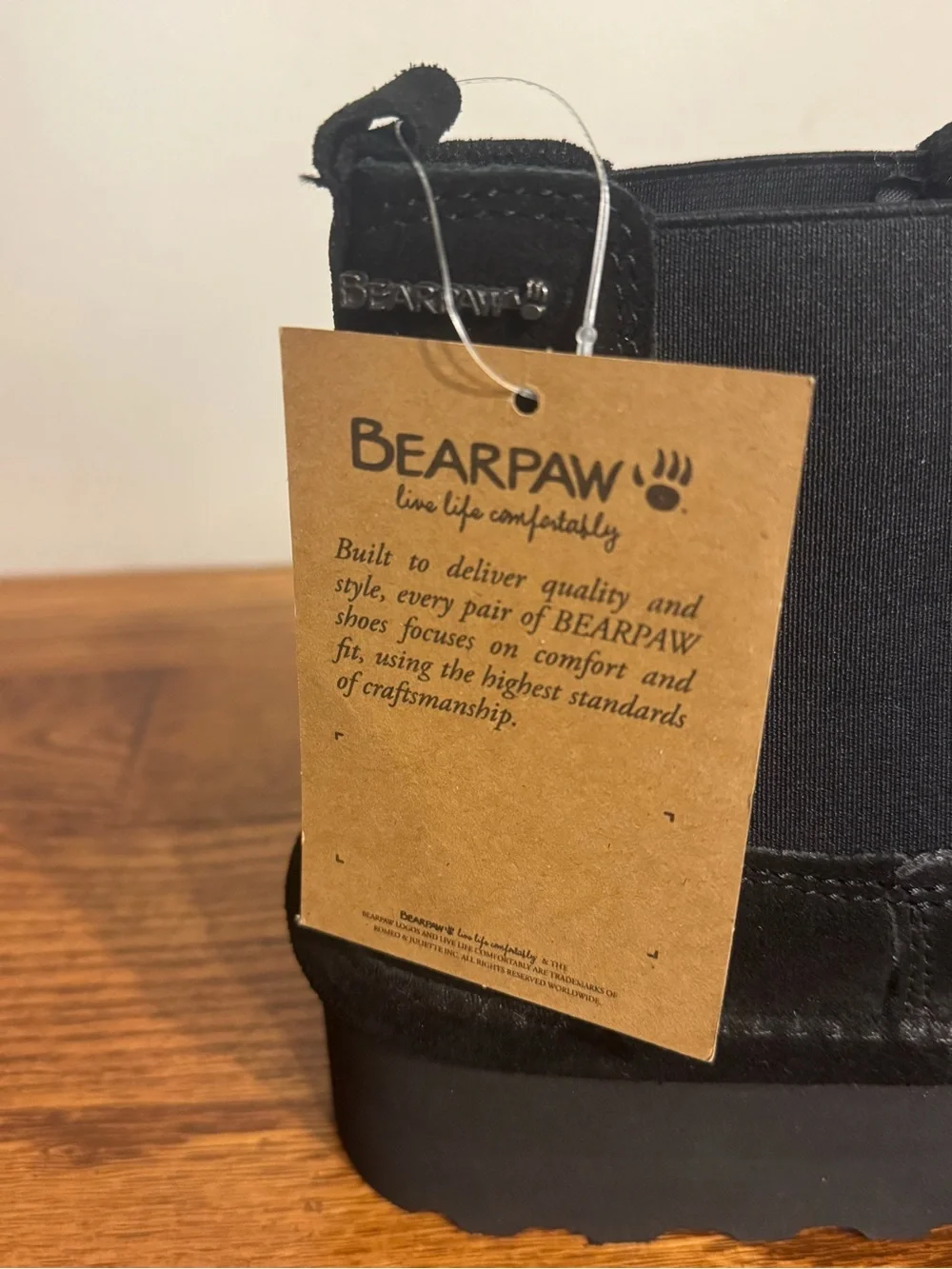 BearPaw Retro Drew Women's Black Suede Platform Sheep Fur Lined Boots - 6